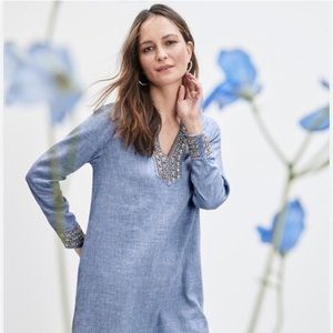 Chico’s embellished linen blend dress. Size 3